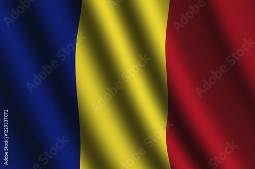 Fotografie The Romania flag flying in the wind