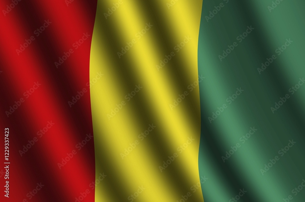 Obraz premium The Guinean flag flying in the wind