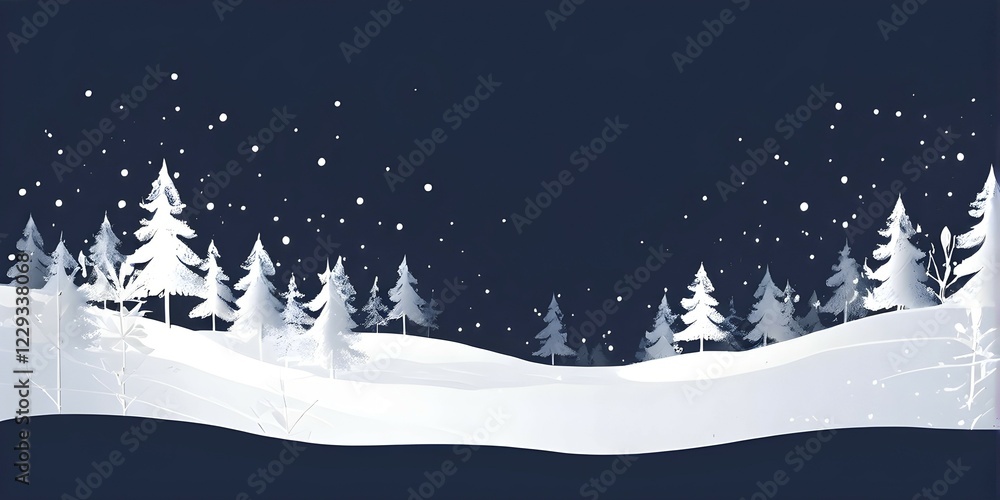 Fototapeta premium Abstract illustration of a white Christmas card with delicate hand-drawn illustrations, empty space for text, AI generated
