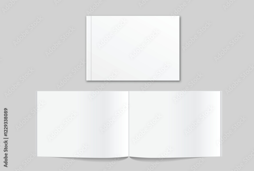 Vector realistic 3d magazine mockup with white blank cover isolated on background. For the business presentation magazine, notebook, booklet, brochure, catalogue or a publisher advertising corporate
Vector realistic 3d magazine mockup with white blank cover isolated on background. For the business presentation magazine, notebook, booklet, brochure, catalogue or a publisher advertising corporate