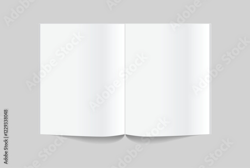 Vector realistic 3d magazine mockup with white blank cover isolated on background. For the business presentation magazine, notebook, booklet, brochure, catalogue or a publisher advertising corporate
