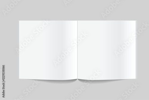 Vector realistic 3d magazine mockup with white blank cover isolated on background. For the business presentation magazine, notebook, booklet, brochure, catalogue or a publisher advertising corporate
