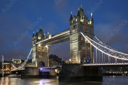 Tower Bridge, dusk twilight, London, England, Great Britain photo