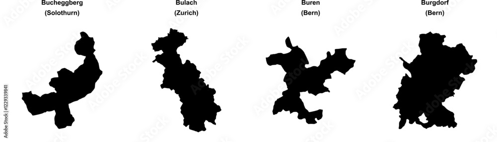 Bucheggberg, Bulach, Buren, Burgdorf outline maps Bucheggberg, Bulach, Buren, Burgdorf outline maps