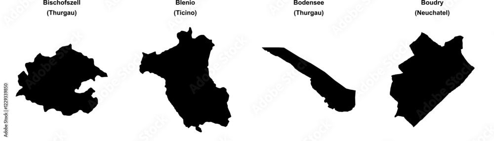Bischofszell, Blenio, Bodensee, Boudry outline maps Bischofszell, Blenio, Bodensee, Boudry outline maps