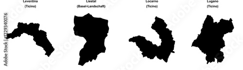 Leventina, Liestal, Locarno, Lugano outline maps