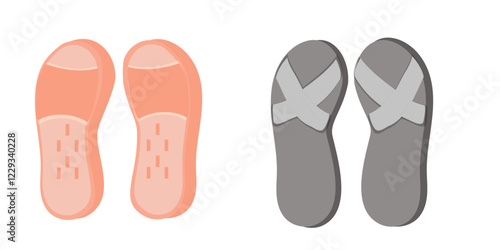 Set of flip flops isolated, sandals, flat design.