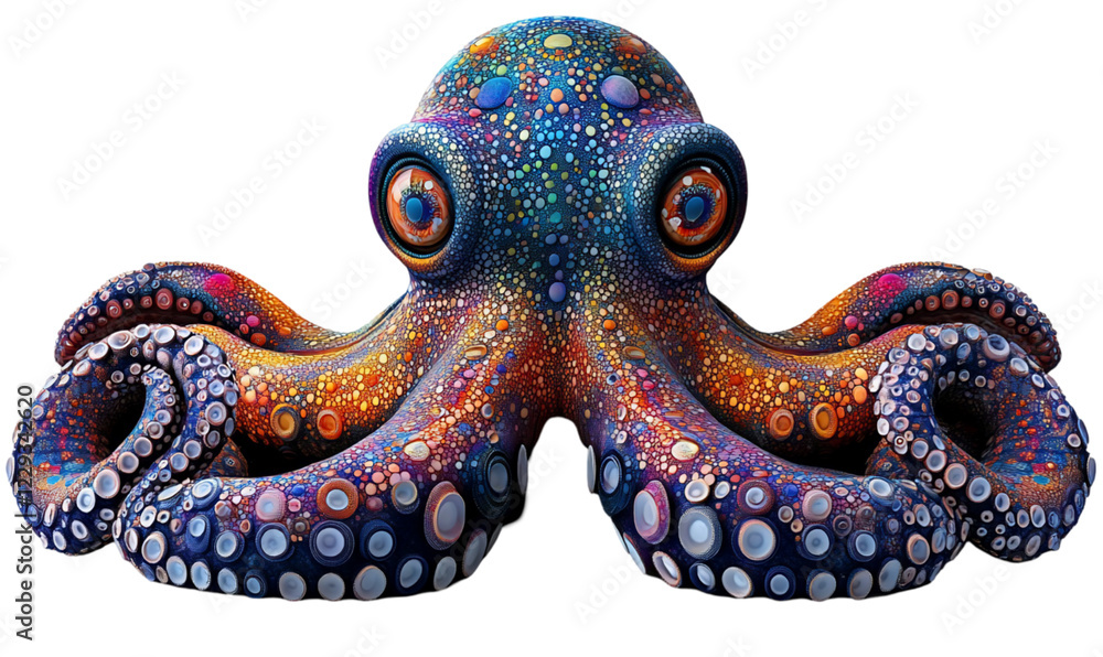 Obraz premium Colorful Mosaic Octopus on Black Background