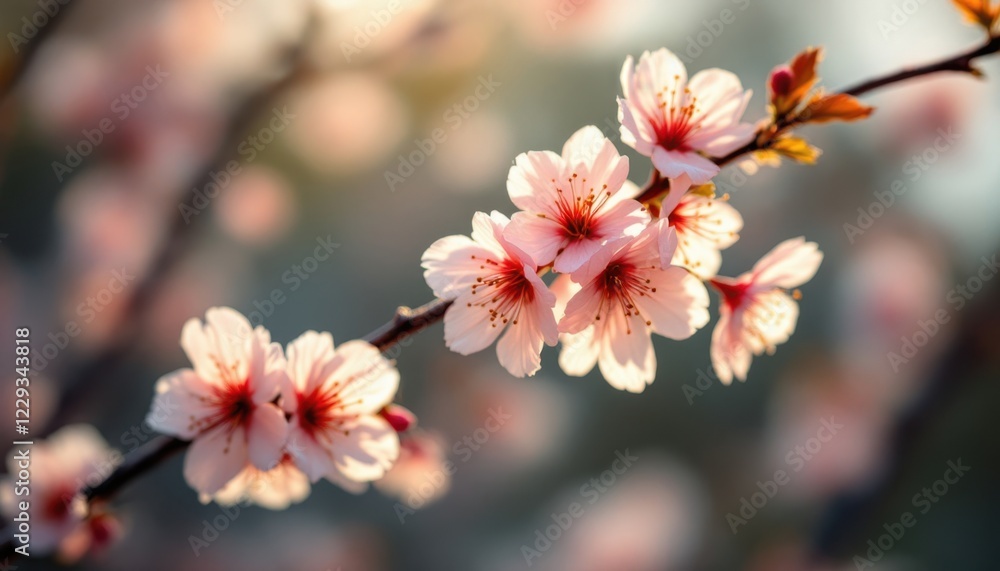 Cherry blossom branch with pink flowers, a spring nature scene. Cherry blossom branch with pink flowers, a spring nature scene.