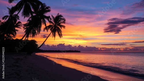 Spectacular Sunset Over Tropical Beach