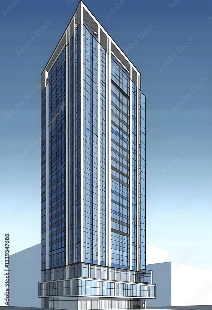 Three dimensional rendering of Modern high-rise building, AI generated Three dimensional rendering of Modern high-rise building, AI generated