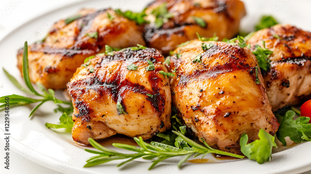 stack of grilled chicken pieces against white background.ai generative stack of grilled chicken pieces against white background.ai generative