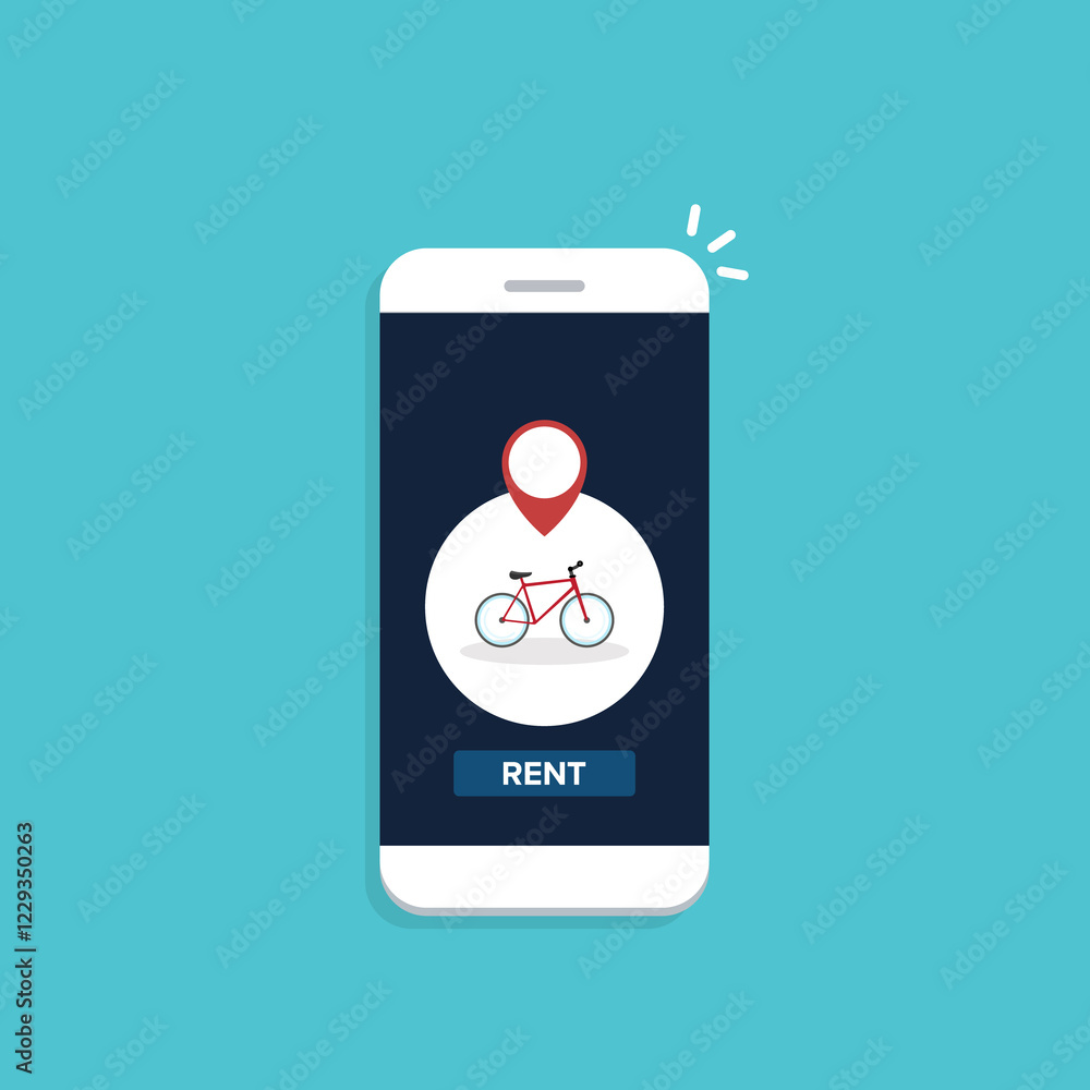 Bicycle rent or sharing bike application on a mobile phone. Bicycle rent or sharing bike application on a mobile phone.