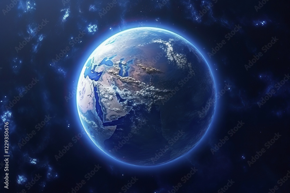 The Blue planet viewed from the space, AI Generated, AI generated The Blue planet viewed from the space, AI Generated, AI generated