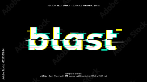 Editable blast text effect template