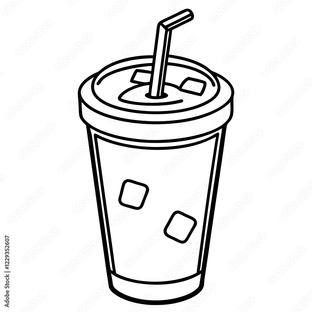 Summer Vibes Iced Coffee Line Drawing Summer Vibes Iced Coffee Line Drawing