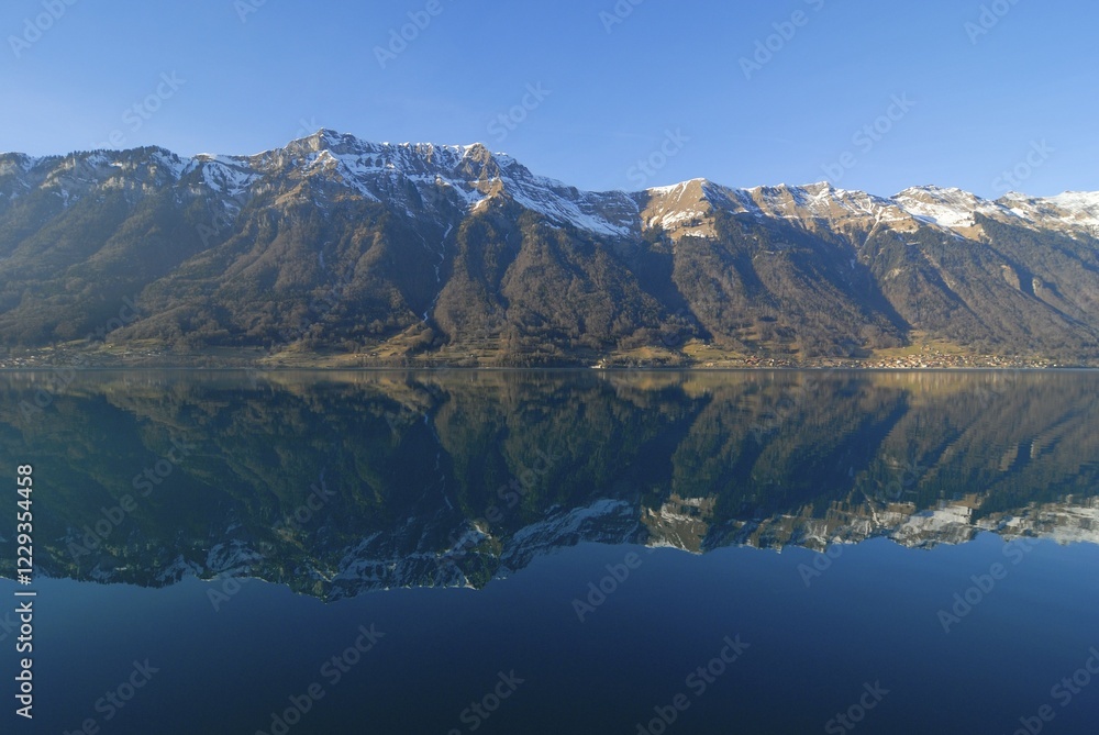 Obraz premium View over the lake of Brienz - Canton of Bern, Switzerland, Europe., Europe