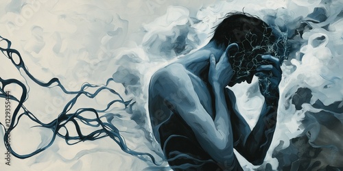 Conceptual Illustration of Somatic Symptom and Related Disorders. Depicting Psychological Distress Manifesting as Physical Symptoms. Somatic Symptom Disorder. Physical Pain and Emotional Distress