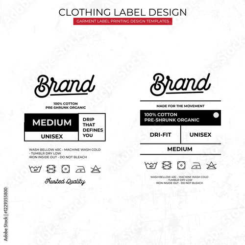 Modern Clothing Label Design Templates for Garment Identification and Branding