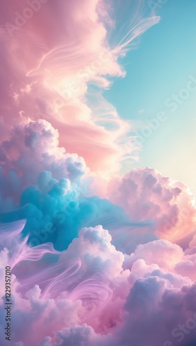 Wallpaper Mural Swirling Pastel Clouds in a Vibrant Sky Torontodigital.ca