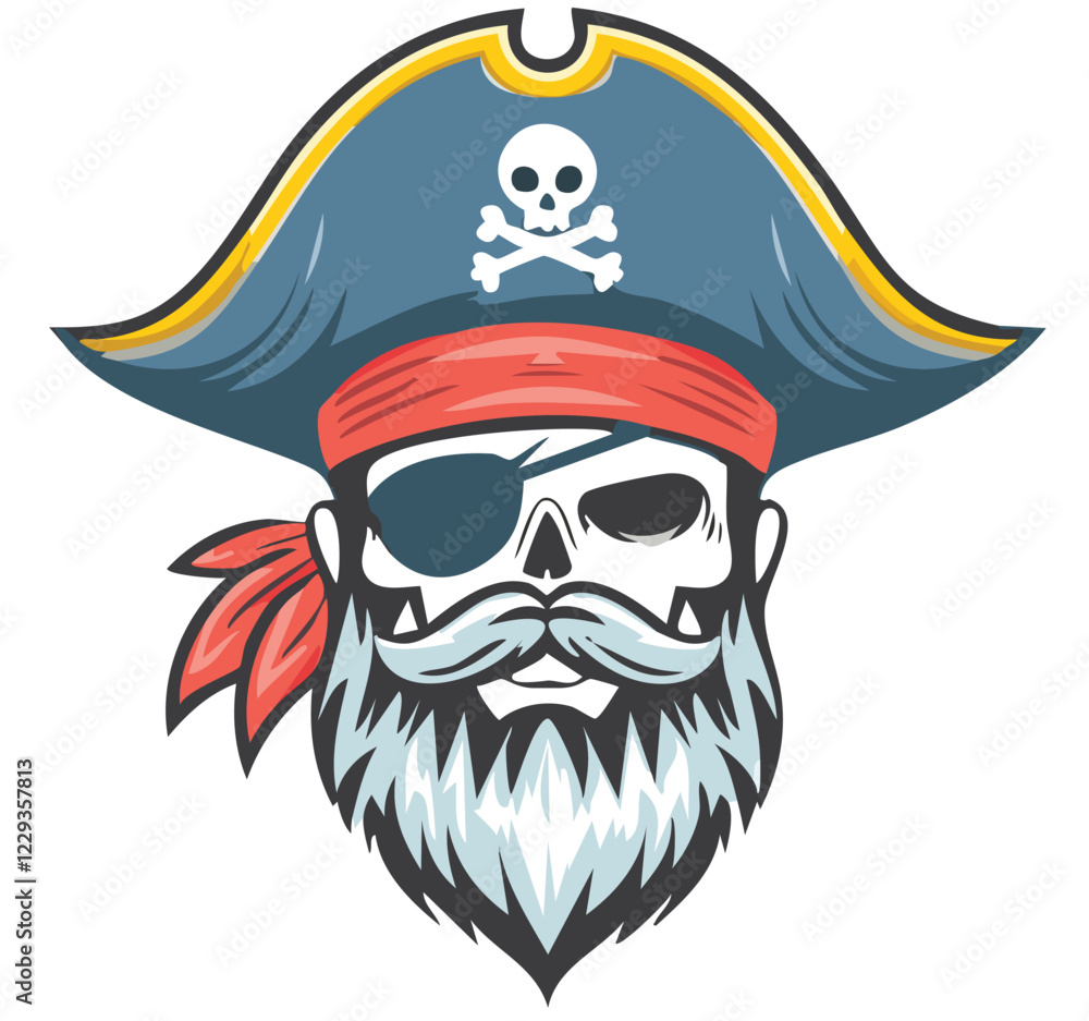Hand-Drawn Pirate Logo Vector Design for Adventure, Fantasy Brands, and Nautical Themed Businesses Hand-Drawn Pirate Logo Vector Design for Adventure, Fantasy Brands, and Nautical Themed Businesses