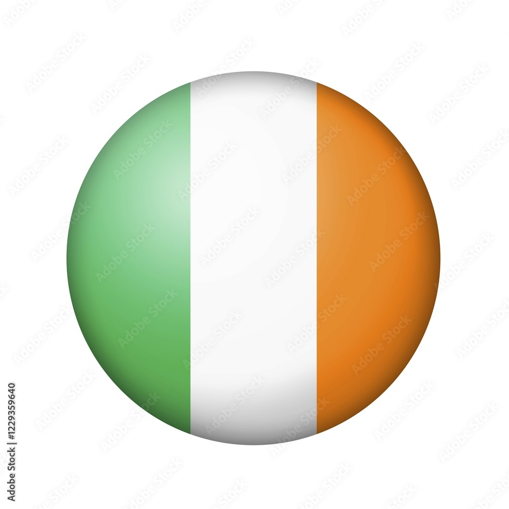 The irish flag. Round matte icon. Isolated on white background The irish flag. Round matte icon. Isolated on white background