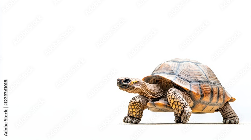 Majestic turtle walking gracefully on a white background Majestic turtle walking gracefully on a white background