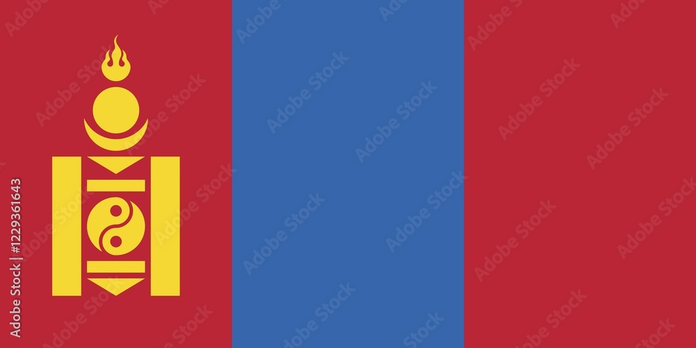 Fototapeta premium Flag of Mongolia, Vector illustration