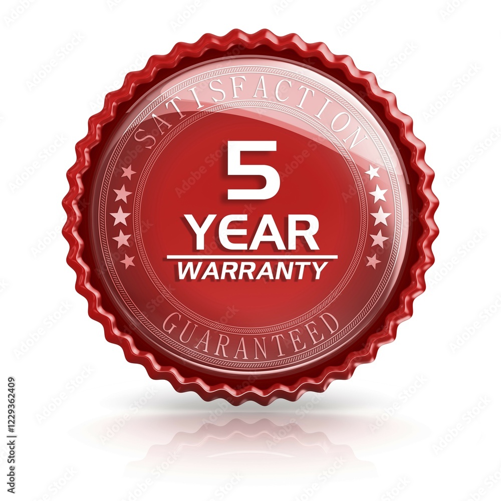 5 Year Warranty, 3d rendered image 5 Year Warranty, 3d rendered image