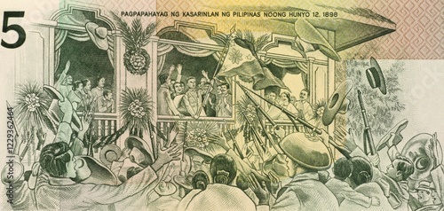 Aguinaldo's Independence Declaration on 5 Piso 1990 Banknote from Philippines