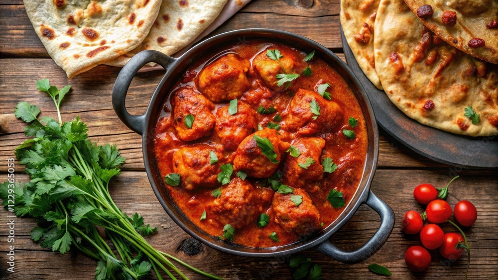 Fiery Karhai Chicken, succulent and spicy, served with warm naan. Aromatic Indian feast. Fiery Karhai Chicken, succulent and spicy, served with warm naan. Aromatic Indian feast.