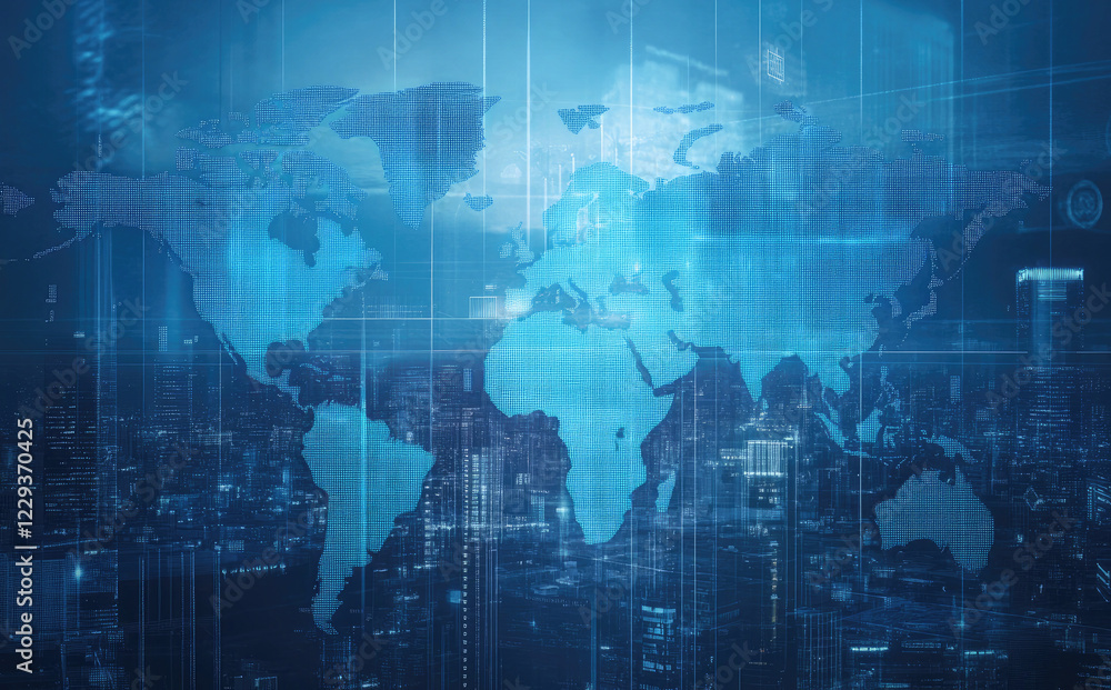 Global Energy Network Concept with Power Lines and World Map Global Energy Network Concept with Power Lines and World Map