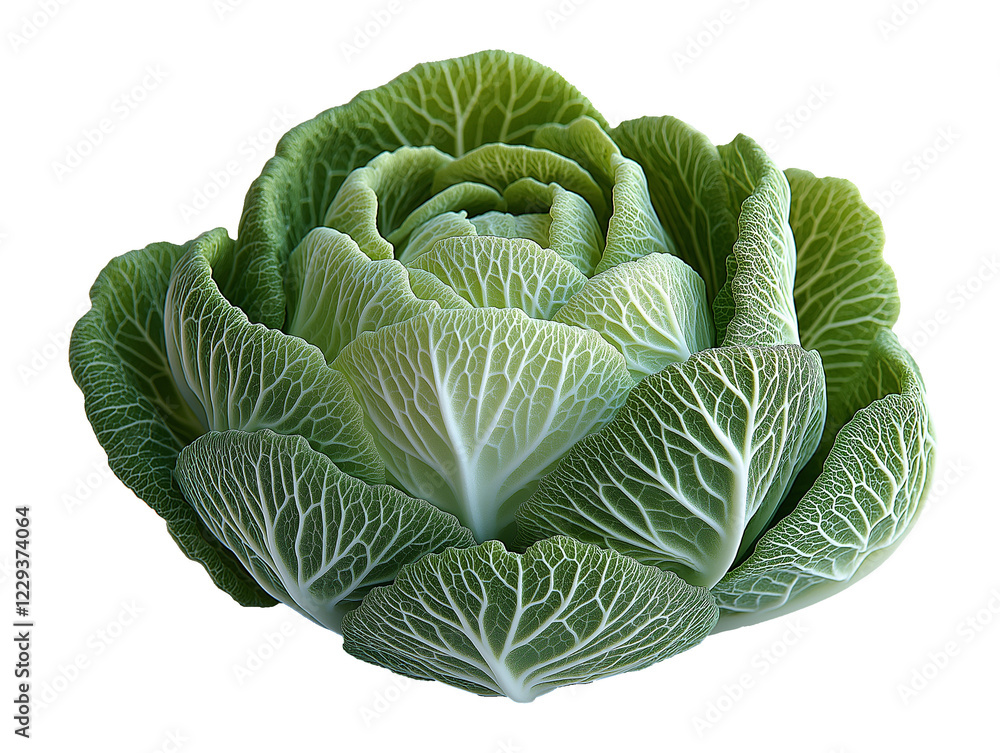 Fototapeta premium Fresh Green Cabbage with Crisp Leaves – Perfect for Healthy Meals and Culinary Creations
