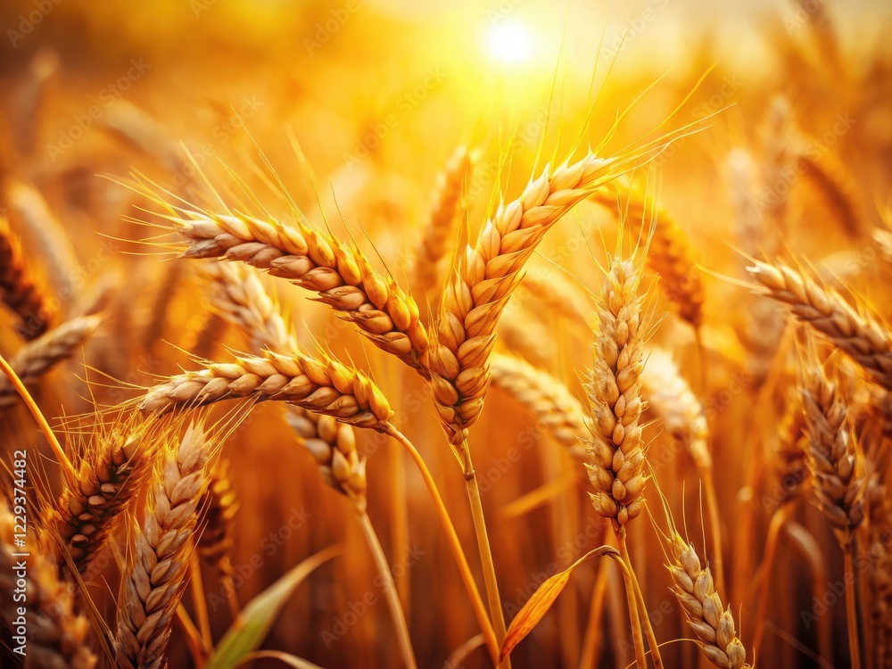 Close-up of a wheat field, shallow depth of field, film grain texture enhances the image. Close-up of a wheat field, shallow depth of field, film grain texture enhances the image.