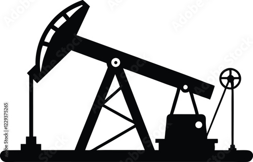 Oil pump silhouette vector, Oil pump jack vector illustration