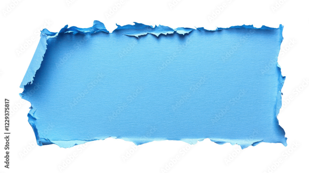 Obraz premium Horizontal light blue torn paper piece with transparent background. Transparent background