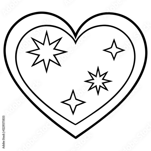 Astral Love Starry Heart Outline Vector