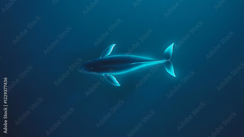 Naklejka premium A majestic depiction of a Blue whale breaching the ocean surface, emphasizing marine protection initiatives for Earthâ€™s largest animal,