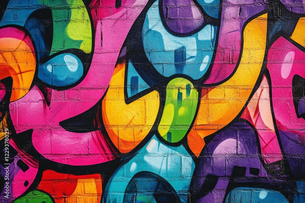 Vibrant abstract street art on brick wall. Neural network AI generated Vibrant abstract street art on brick wall. Neural network AI generated