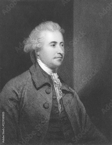 Canvastavla Edmund Burke (1729-1797) on engraving from the 1800s