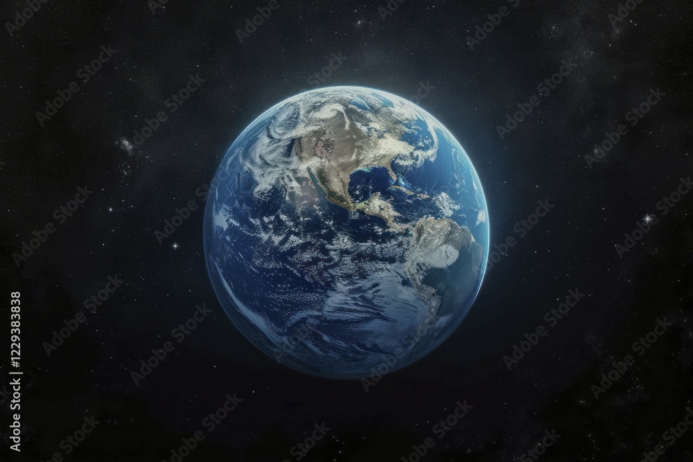 Obraz premium Planet Earth floating in dark space, AI generated, AI generated