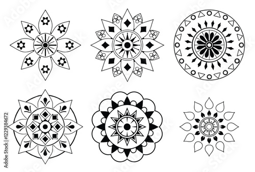 Mega mandala bundle,Mandala Pattern Designs,Mandala pattern colored background. Vector illustration.