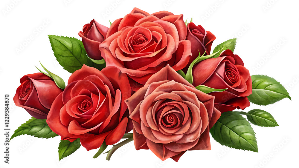 illustration of a row of red rose flowers on transparent background or png illustration of a row of red rose flowers on transparent background or png