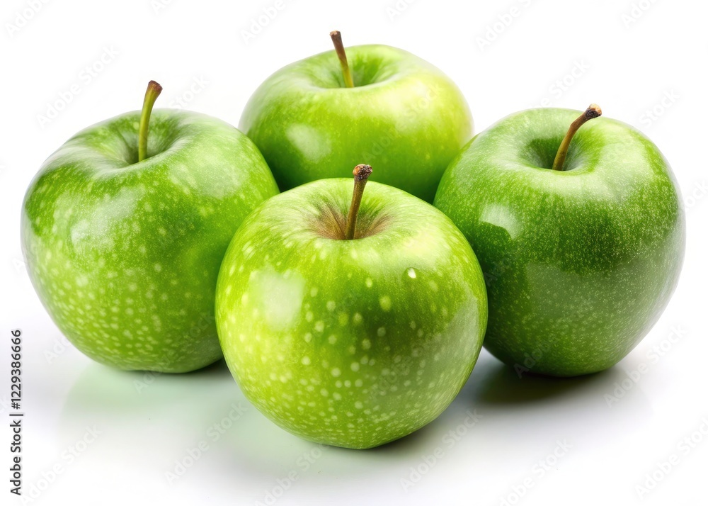 Fresh, green apples against a pure white background. A simple, elegant fruit photography image. Fresh, green apples against a pure white background. A simple, elegant fruit photography image.