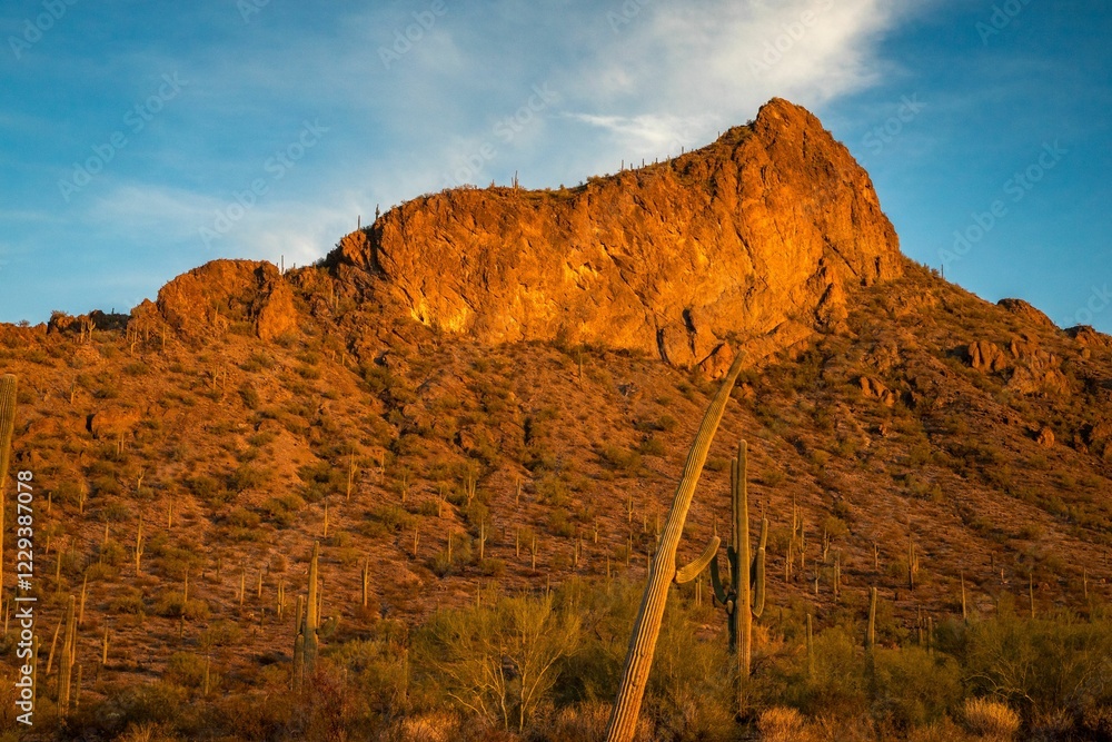 Majestic sunset over Picacho Peak in Arizona