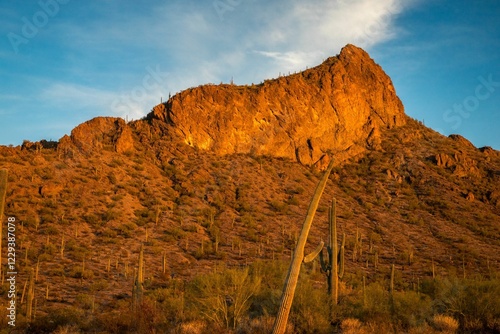 Majestic sunset over Picacho Peak in Arizona photo