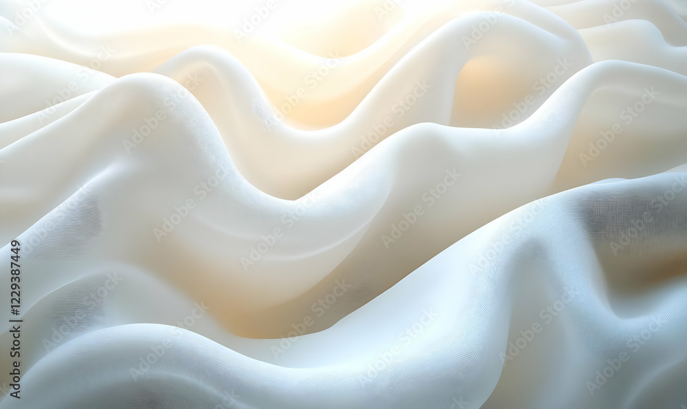 Obraz premium White fabric drapes softly, studio light, textured background, design