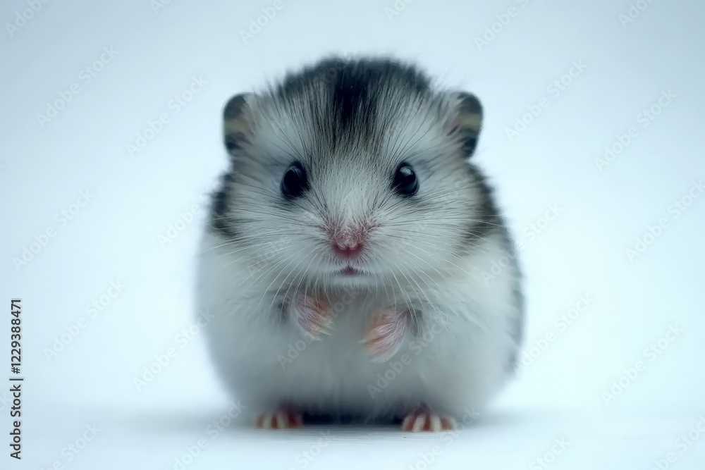 Adorable small hamster posing on a soft background, showcasing its fluffy fur and curious expression Adorable small hamster posing on a soft background, showcasing its fluffy fur and curious expression