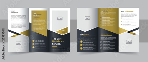 Professional medical healthcare trifold brochure design template, Modern business or company trifold brochure leaflet