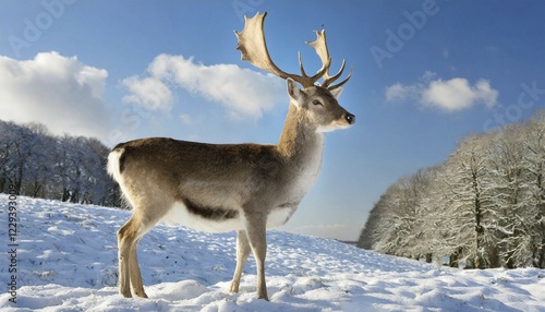 Fototapeta Naklejka Na Ścianę i Meble -  AI generated, animal, animals, mammal, mammals, biotope, habitat, one, single animal, foraging, wildlife, fallow deer (Dama dama)
